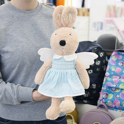 Игрушка-подушка "Зайка с крылышками" (голубая) 45см