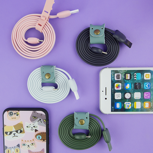 Кабель для зарядки micro usb ios в коробке с котом (зеленый)