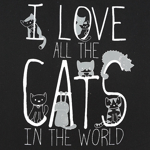 Эко-сумка шоппер с принтом "I love cats" (черная)