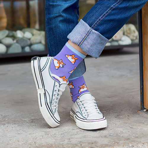 Набор носков в коробке "Корги и котики"