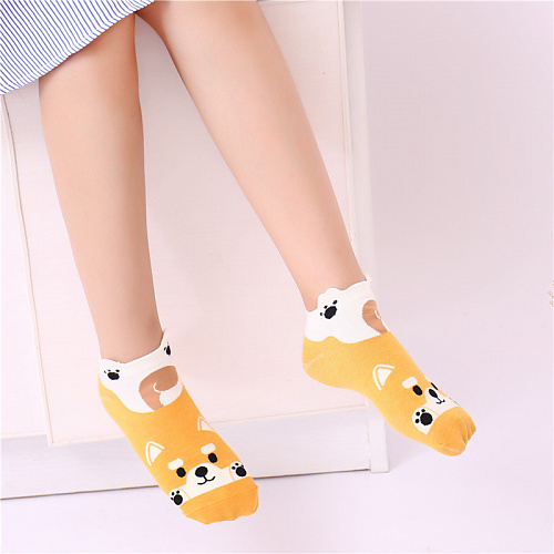 Носки короткие "Собачка" (оранжевые)