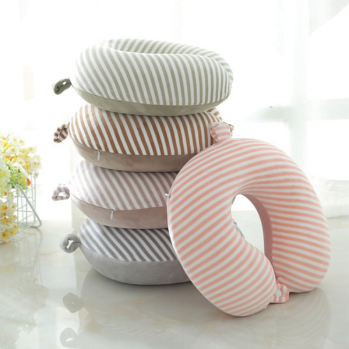 Подушка для путешествий "Полосочки", Memory Foam  (розовая пудра)