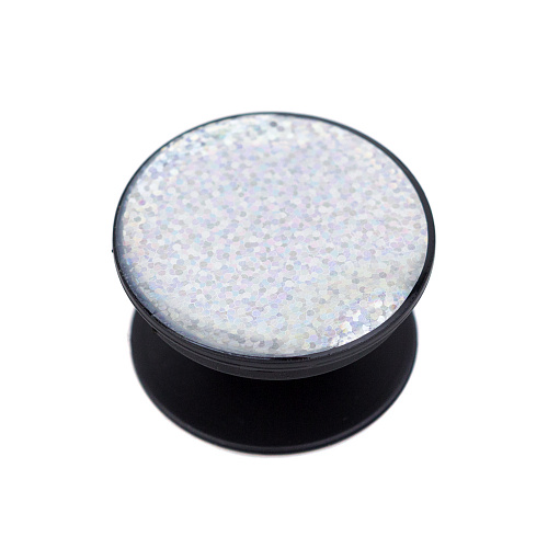 Держатель для телефона/попсокет "Глиттер" серебро с черным