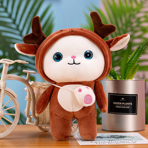 Игрушка-подушка "Котя в кигуруми" (коричневый) 24см