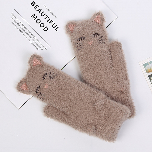 Варежки "Котики" (коричневые)