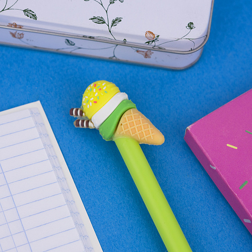 Ручка "Мороженое-рожок" (зеленая c желтым)