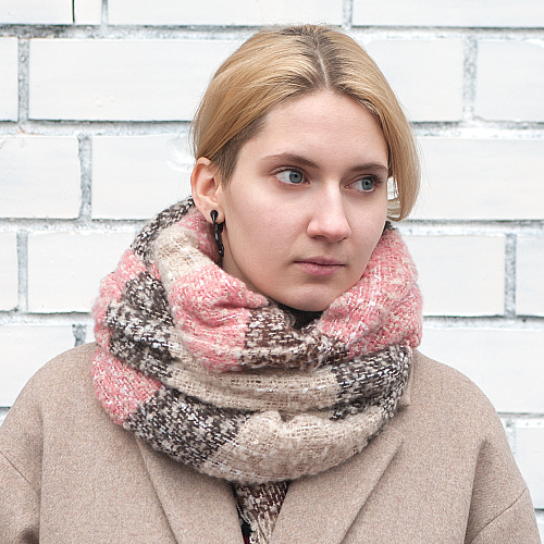 Шарф в широкую полоску (розовый)