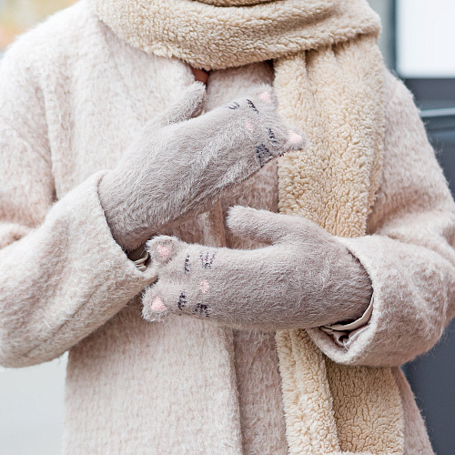 Варежки "Котики" (коричневые)