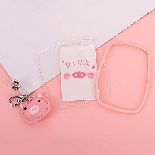 Брелок-кардхолдер с карабином "Свинка розовая"
