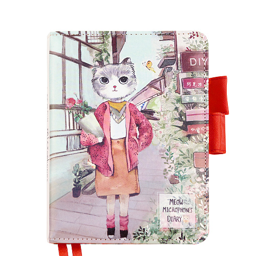 Ежедневник на кнопке "Beauty cat" (розовая кофточка)
