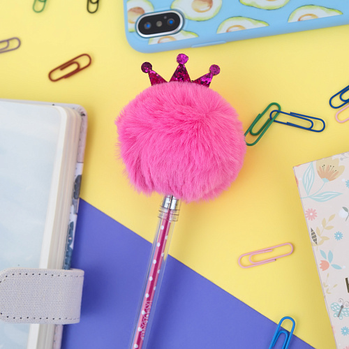 Ручка "Pom Pom" (маджента с короной)