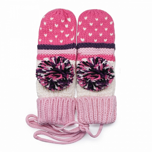 Варежки с помпонами "Lovely" (розовые)