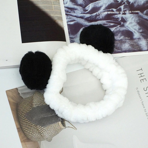 Повязка на голову "Панда" (черно-белый)