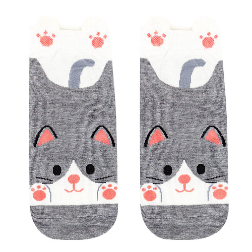 Носки короткие "Котик" (серые)