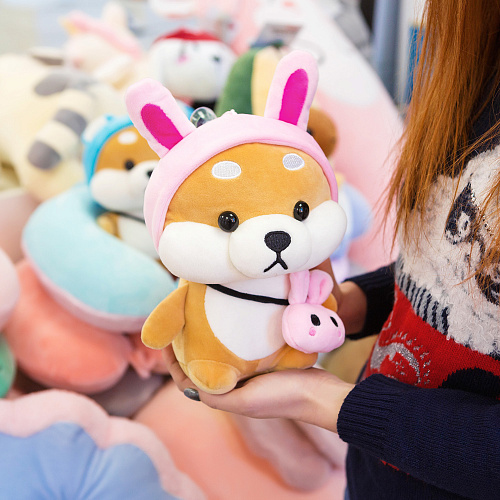 Игрушка-подушка "Корги в кигуруми" розовый 24см