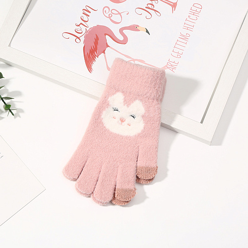 Перчатки сенсорные "Мордочки", розовые