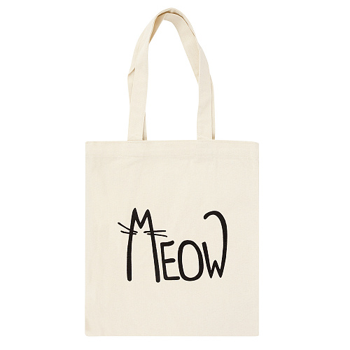 Эко-сумка шоппер с принтом "Meow-cat" (белая)