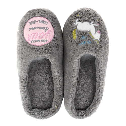 Тапочки "Мечты о единороге" (серые)