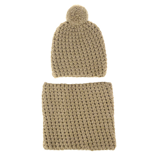 Шарф-снуд с шапкой бежевые