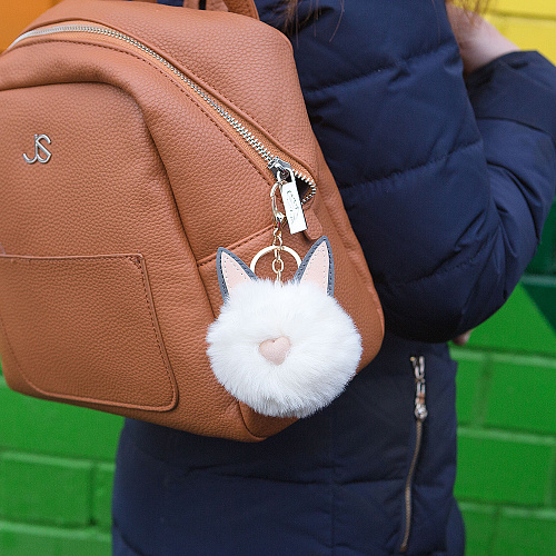 Брелок "Пушистый кот" (молочный)