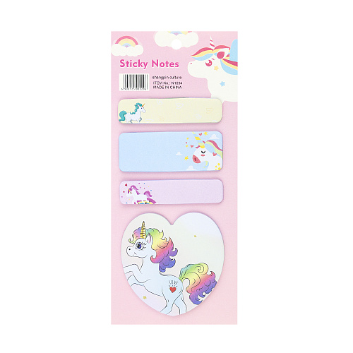 Набор стикеров для записей "Единорожий" (розовый с пушистой гривой)