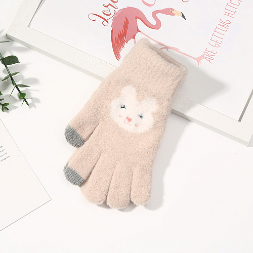 Перчатки сенсорные "Мордочки", бежевые