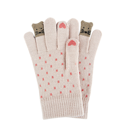 Перчатки сенсорные в горошек (розовые)