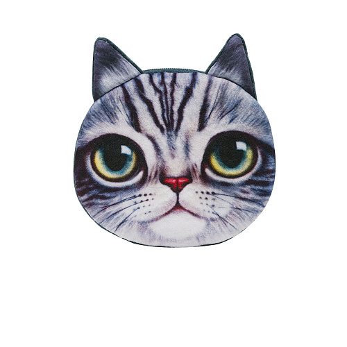 Кошелек круглый "Кот" (серый)