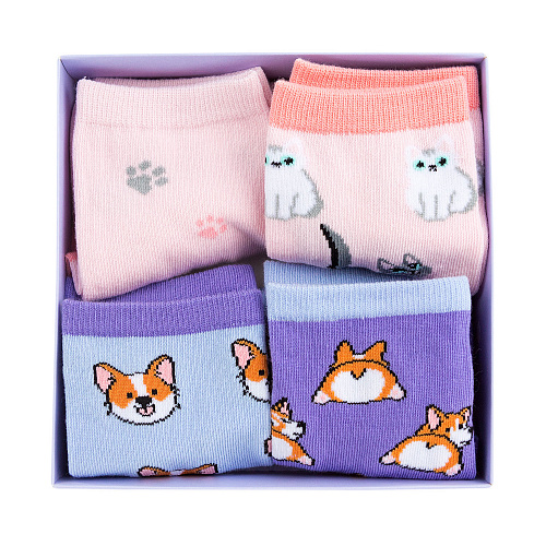 Набор носков в коробке "Корги и котики"