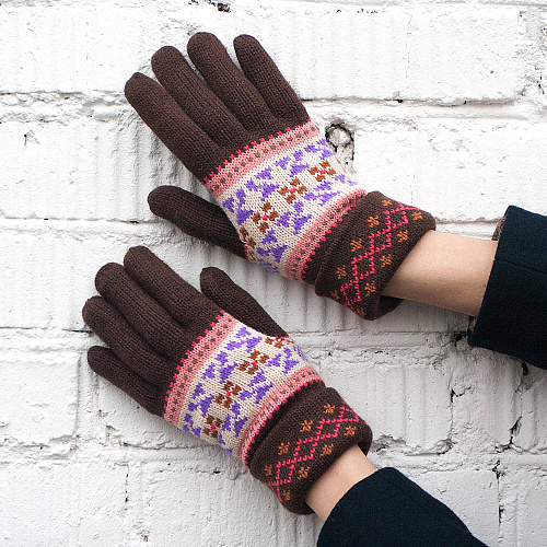 Перчатки "Орнамент" (коричневые)