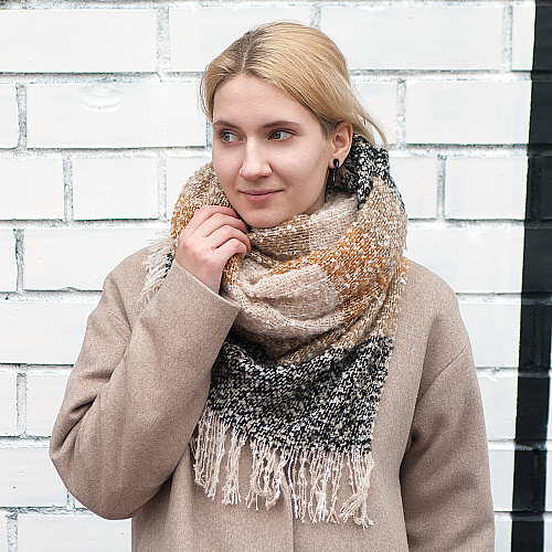 Шарф в широкую полоску (бежевый)