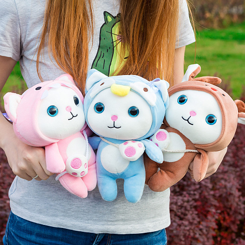 Игрушка-подушка "Котя в кигуруми" (голубой) 24см