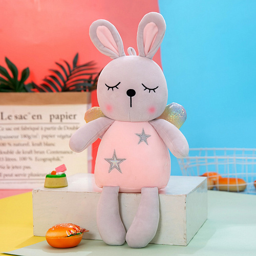 Игрушка-подушка "Зая-ангелок" (серый) 45см