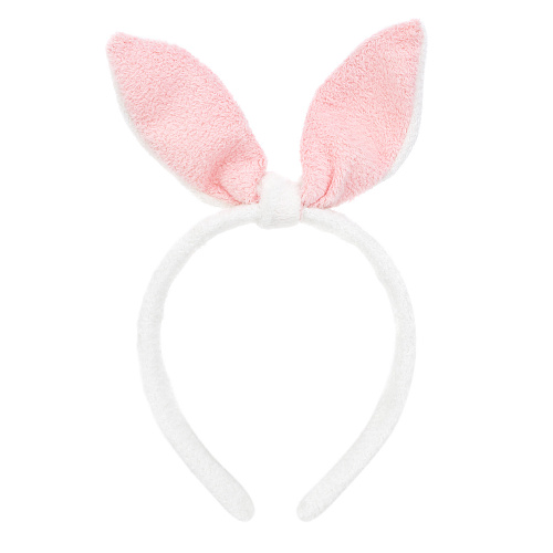 Ободок-повязка "Ушки зайки" (серый с розовым)