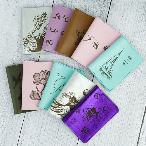 Обложка для паспорта "Панды" (кожа)