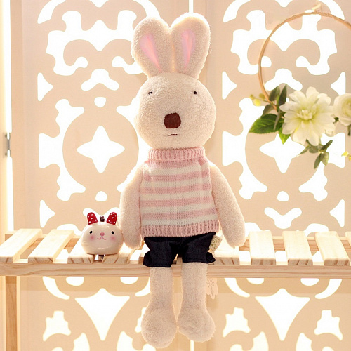 Игрушка-подушка "Зайка в розовом свитере" 45см