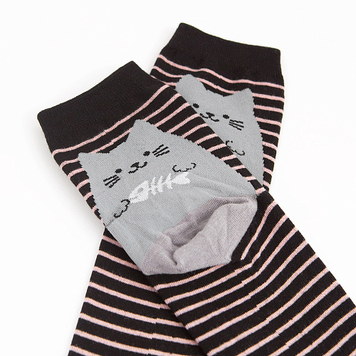 Носки полосатые "Cat" (черные)