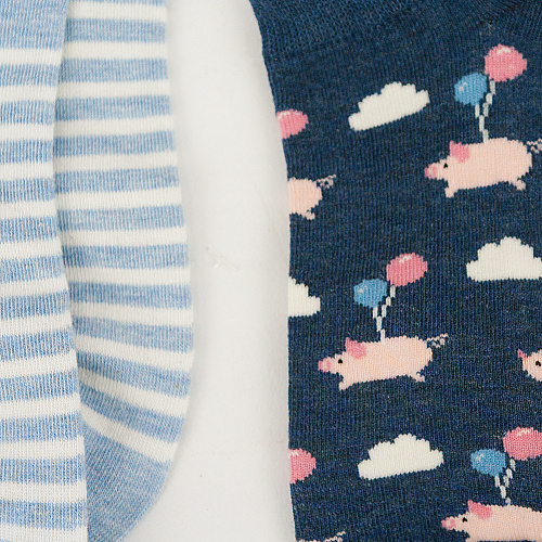 Носки короткие "Свинки+полосатые"