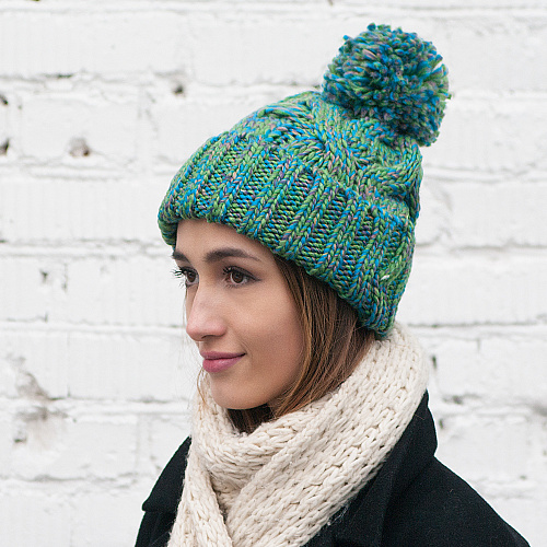 Шапка "Косички" (зеленая)