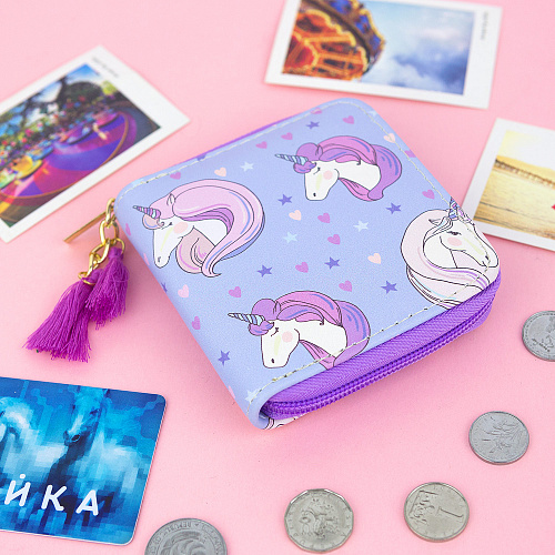Кошелек на молнии "Magenta unicorns"