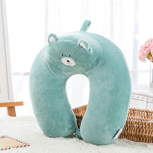 Подушка для путешествий "Мишка", Memory Foam (зеленая)