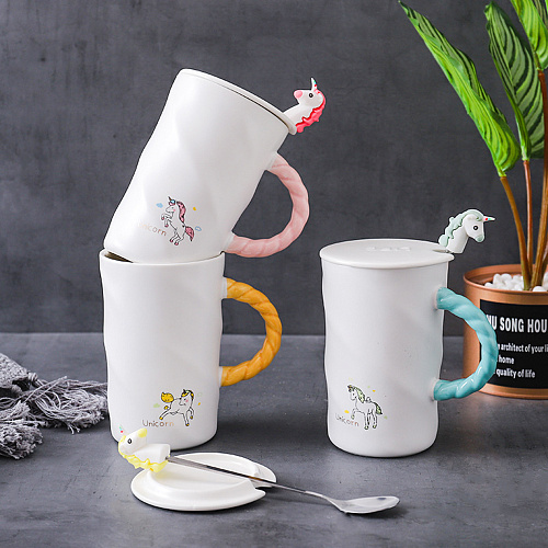 Кружка с ложкой "Единорожек" (розовая)