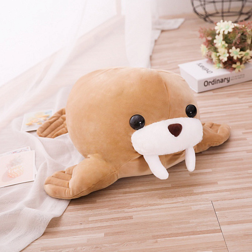 Игрушка-подушка "Морж" (коричневый) 55см