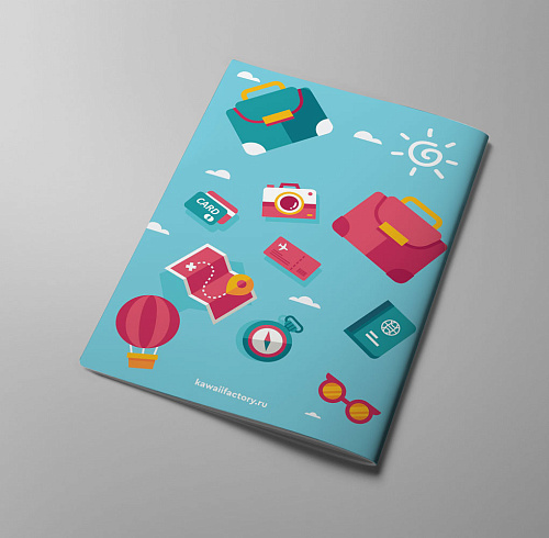 Обложка для паспорта "Travel" голубая