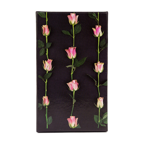 Подарочная коробка «Цветы» 14 х 8.4 х 4.5 см розовые розы на черном