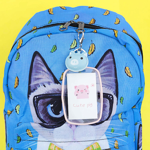 Брелок-кардхолдер с карабином "Свинка розовая"