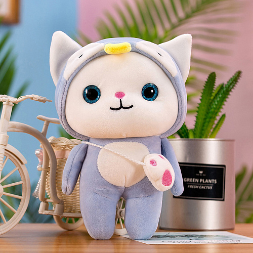 Игрушка-подушка "Котя в кигуруми" (голубой) 24см