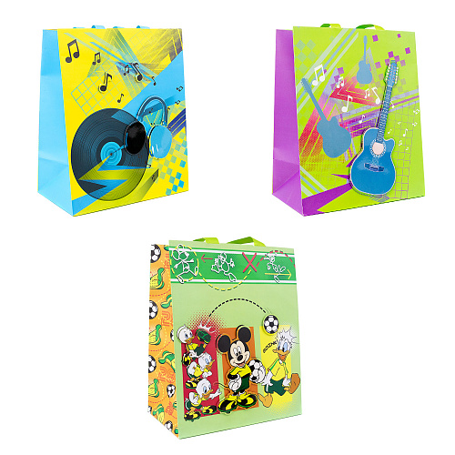 Подарочный пакет с объемной аппликацией, 26 х 32 х 15 см (в ассортименте)