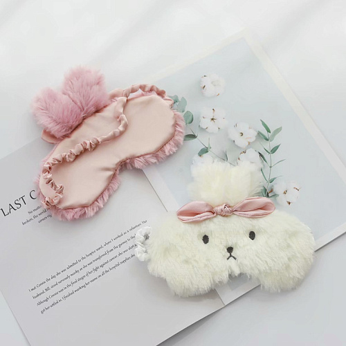 Маска для сна с бантиком "Кролик" (розовая)