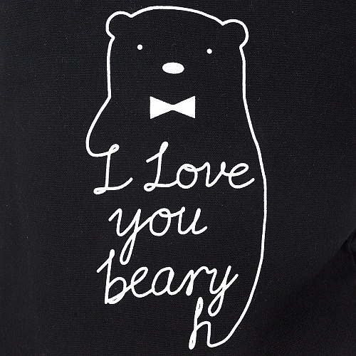 Эко-сумка шоппер с принтом "I love you beary" (черная)